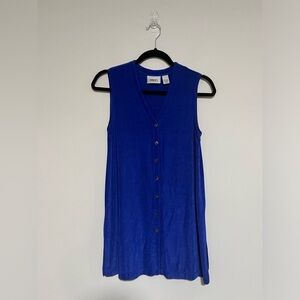 Chico’s Travelers Blue Slinky Sleeveless Longline Vest Top Size 0/Small